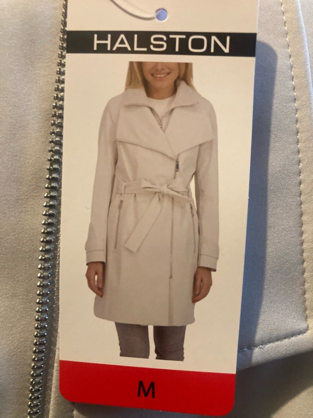 Halston Heritage  light grey Trench Coat with Asymmetrical Zip